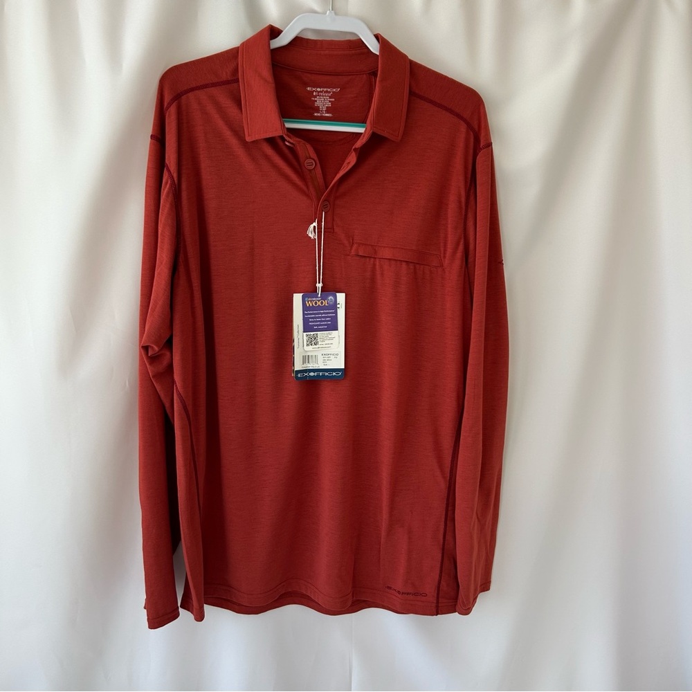 ExOfficio Terramar Men’s Red Long Sleeve Polo Shirt